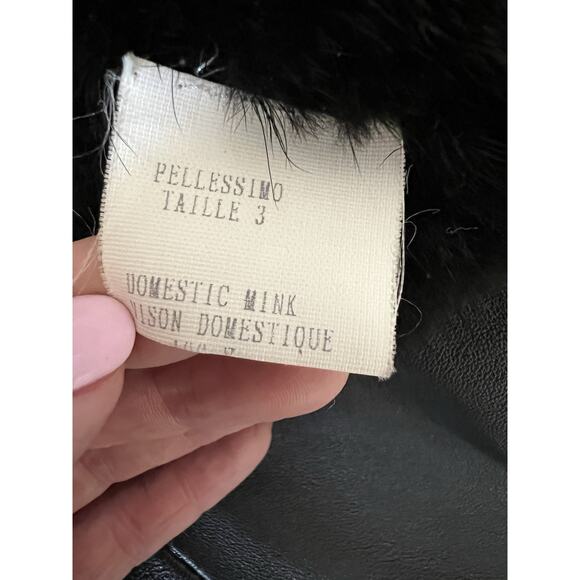 PELLESSIMO Paris Vintage Genuine Black Mink Fur Leather Bomber Jacket Sz M - Picture 13 of 16